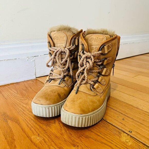 Pajar Cade Canada Shearling Insulated Tan Leather Ankle Winter Boot 6-6.5 - Picture 2 of 16